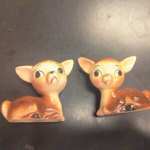 Vintage Baby Deer Big Eyed Salt & Pepper Shakers.  Marked Japan